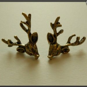 Bronze Deer Buck Antler Earrings